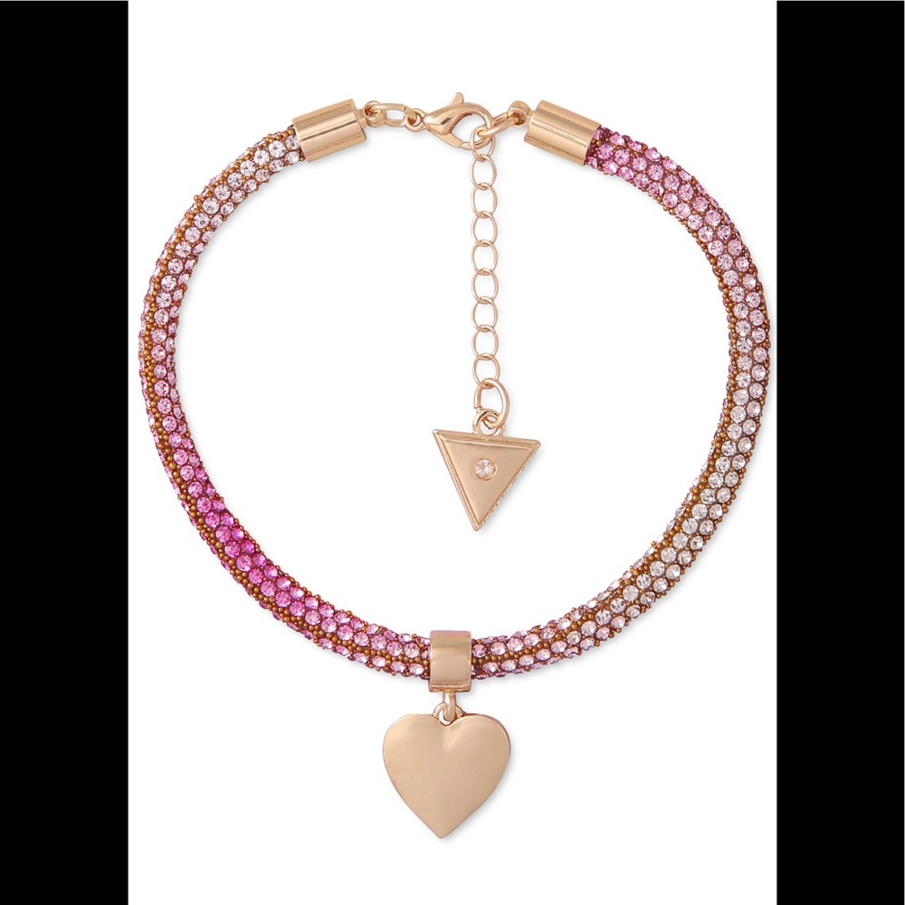 GUESS Heart Charm Pavé Flex Bracelet